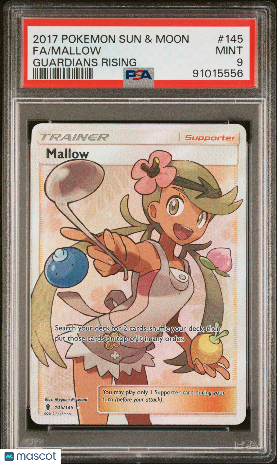 2017 Pokemon Sun & Moon Guardians Rising Mallow #145 Fa Guardians Rising PSA 9