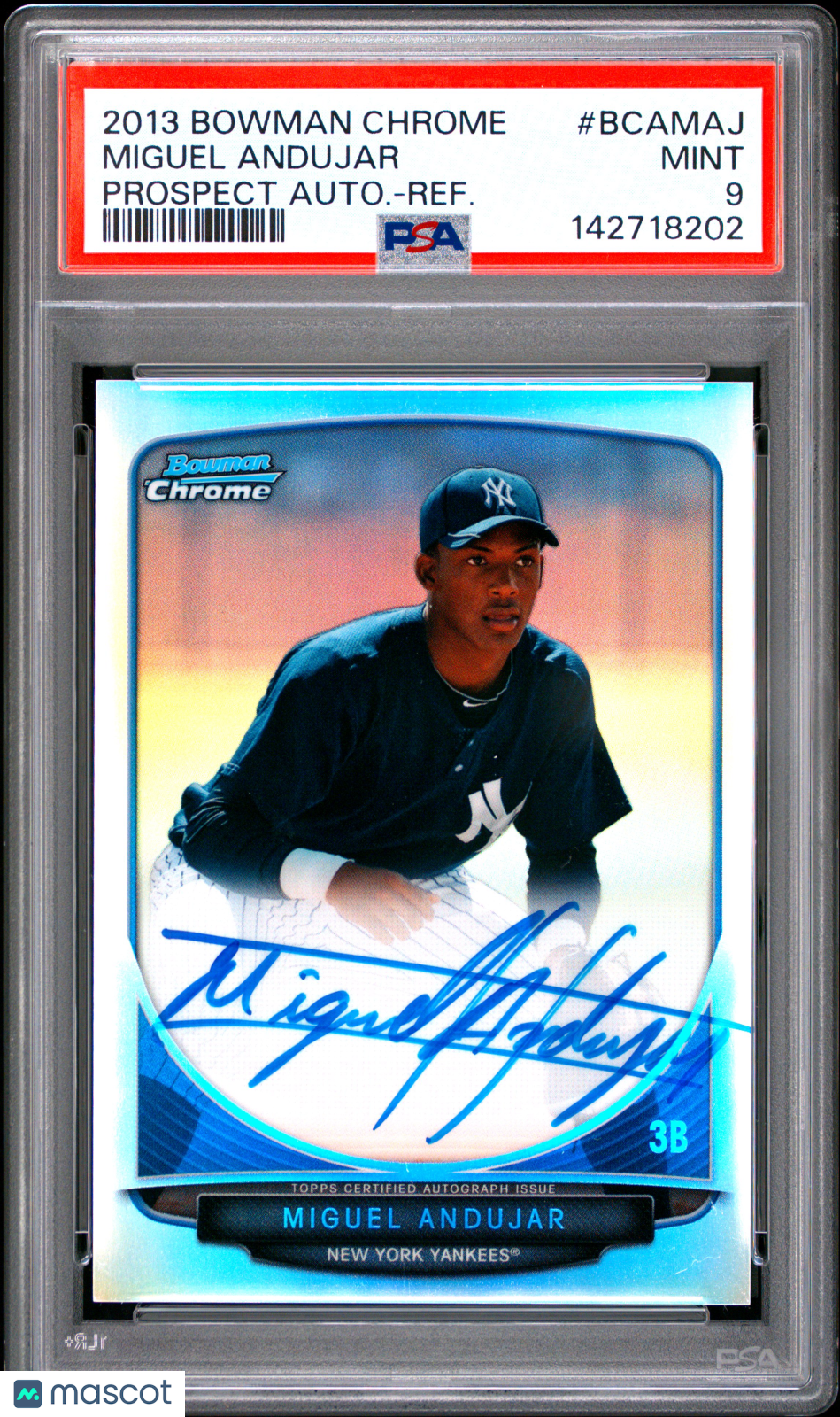 2013 Bowman Chrome Prospect Autograph Miguel Andujar #BCAMAJ Autograph Refractor /500 PSA 9