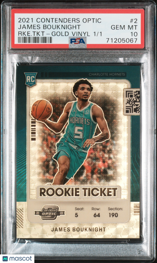 2021 Contenders Optic James Bouknight #2 Rookie Ticket Gold Vinyl 1/1  PSA 10 RPA