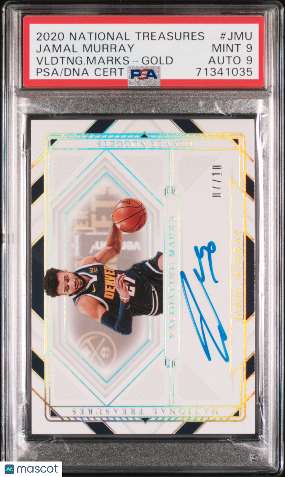 2020 Panini National Treasures Validating Marks Jamal Murray #JMU Vldtng. Marks Gold PSA 9 Auto 9