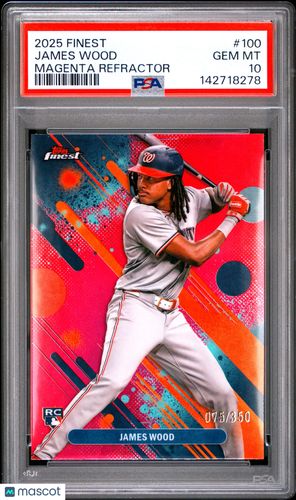 2025 Topps Finest James Wood #100 Magenta Refractor PSA 10