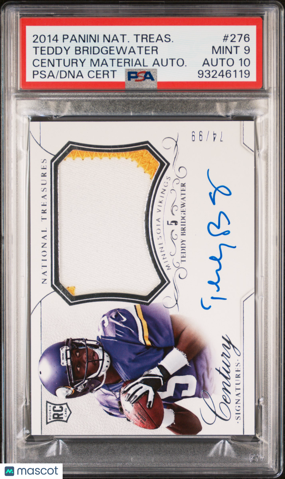 2014 National Treasures Teddy Bridgewater #276 Rookie Auto /99 PSA 9 RPA