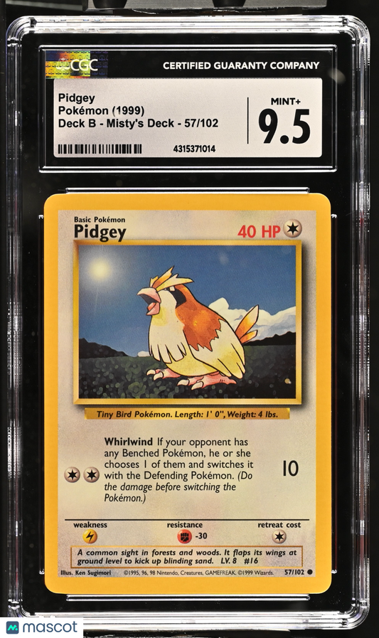 1999 Pokemon Deck B - Misty's Deck Pidgey #57/102 57/102 CGC 9.5