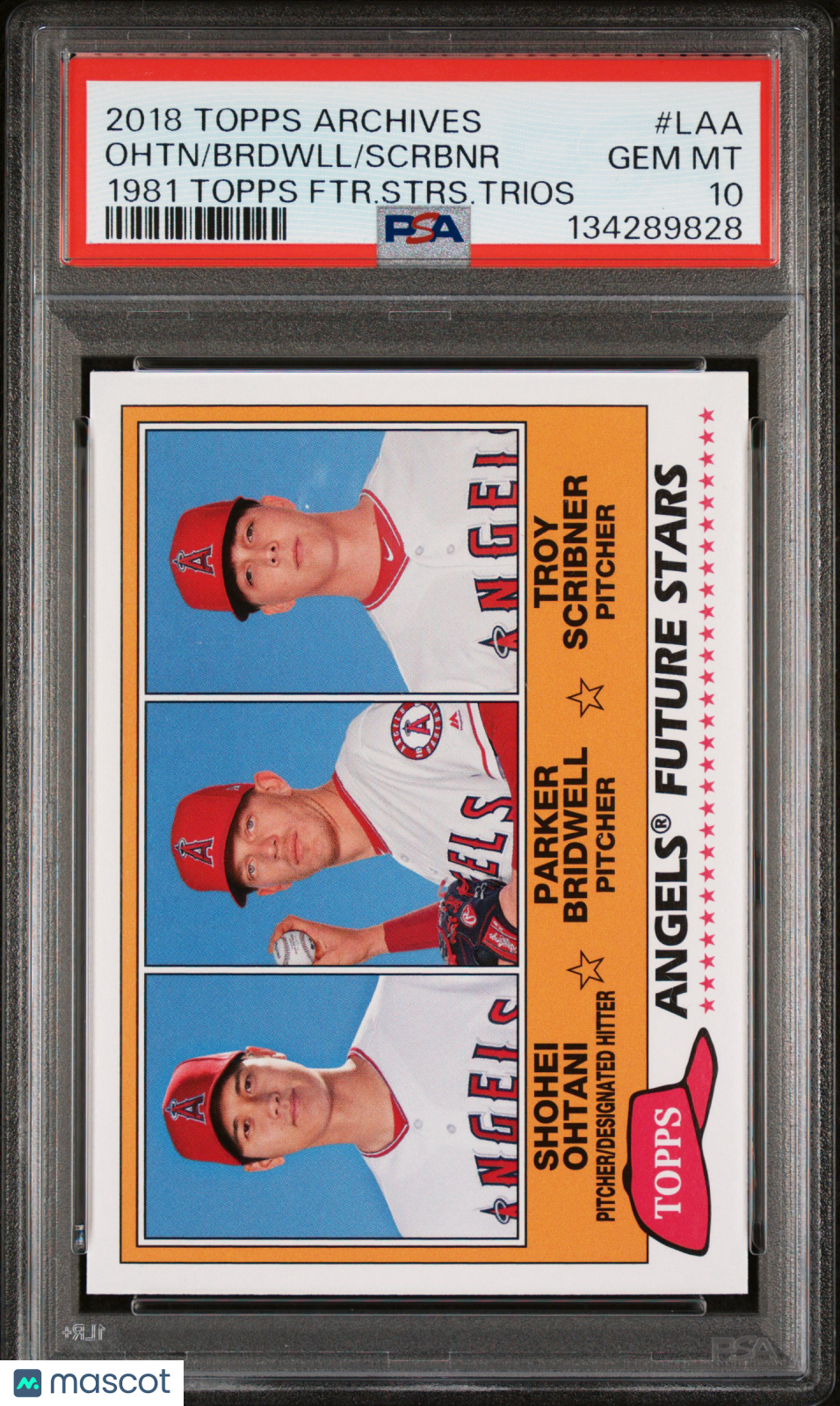2018 Topps Archives 1981 Topps Future Stars Trios Scrbnr Brdwll Ohtn #LAA PSA 10