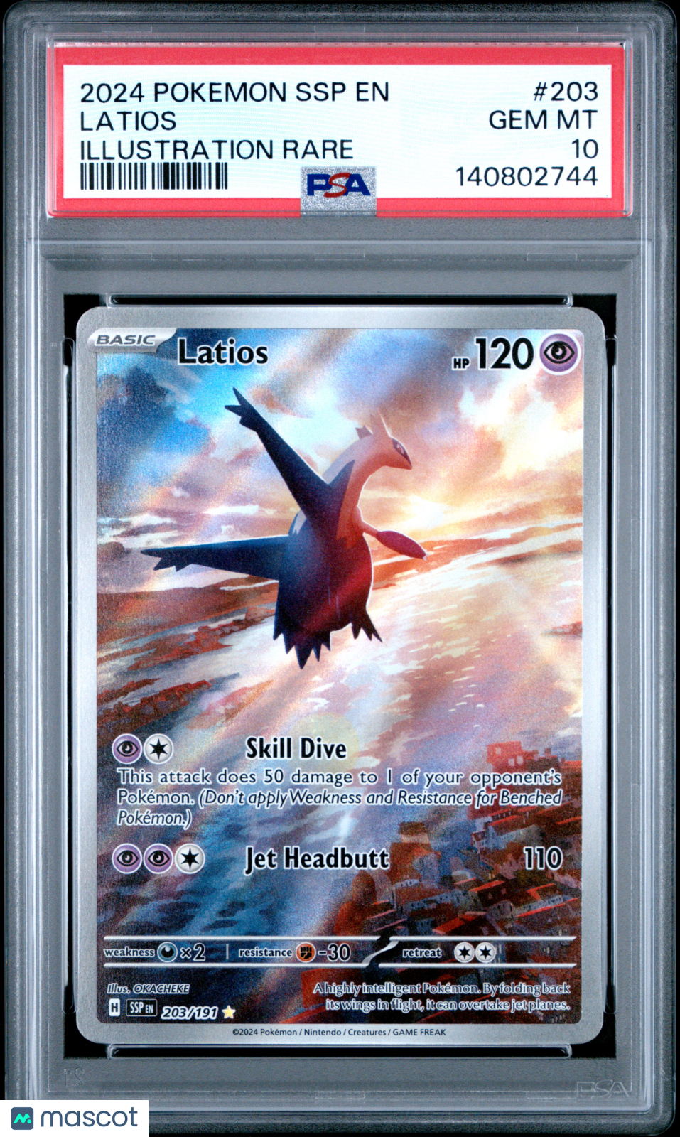 2024 Pokemon SSP EN-Surging Sparks Latios #203 Illustration Rare PSA 10