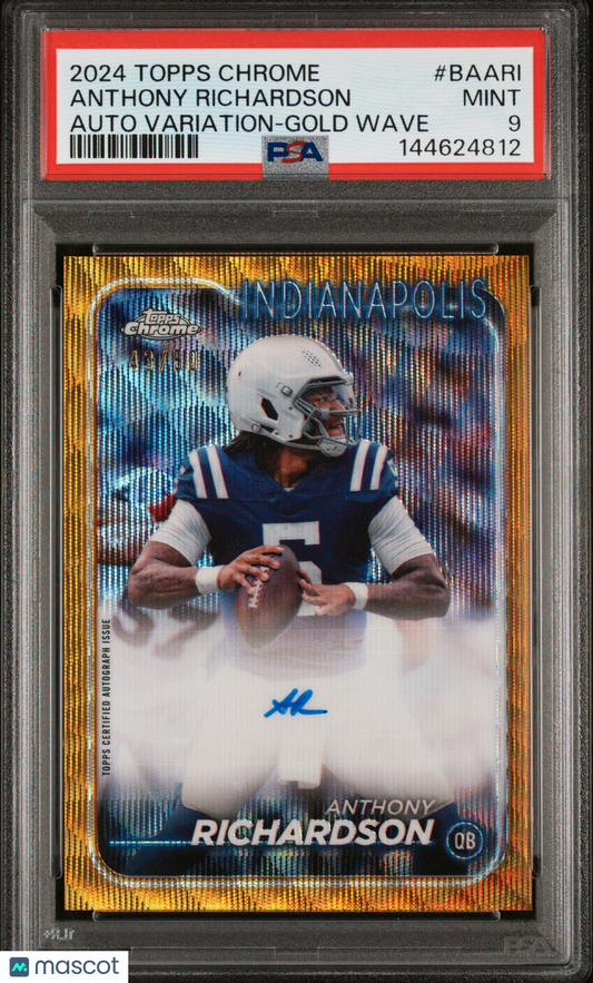2024 Topps Chrome Auto Variations Anthony Richardson #BAARI Gold Wave PSA 9