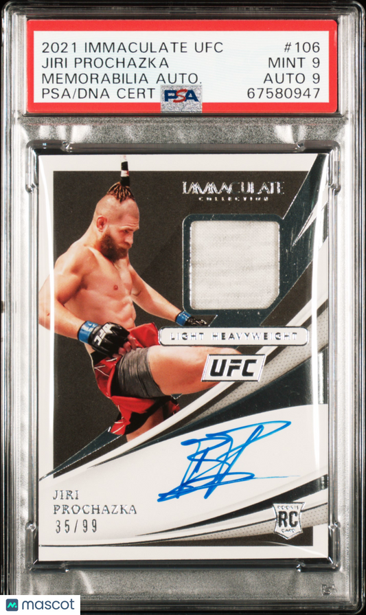 2021 Immaculate UFC #106 Jiri Prochazka Memorabilia Autograph RC 35/99 PSA DNA 9