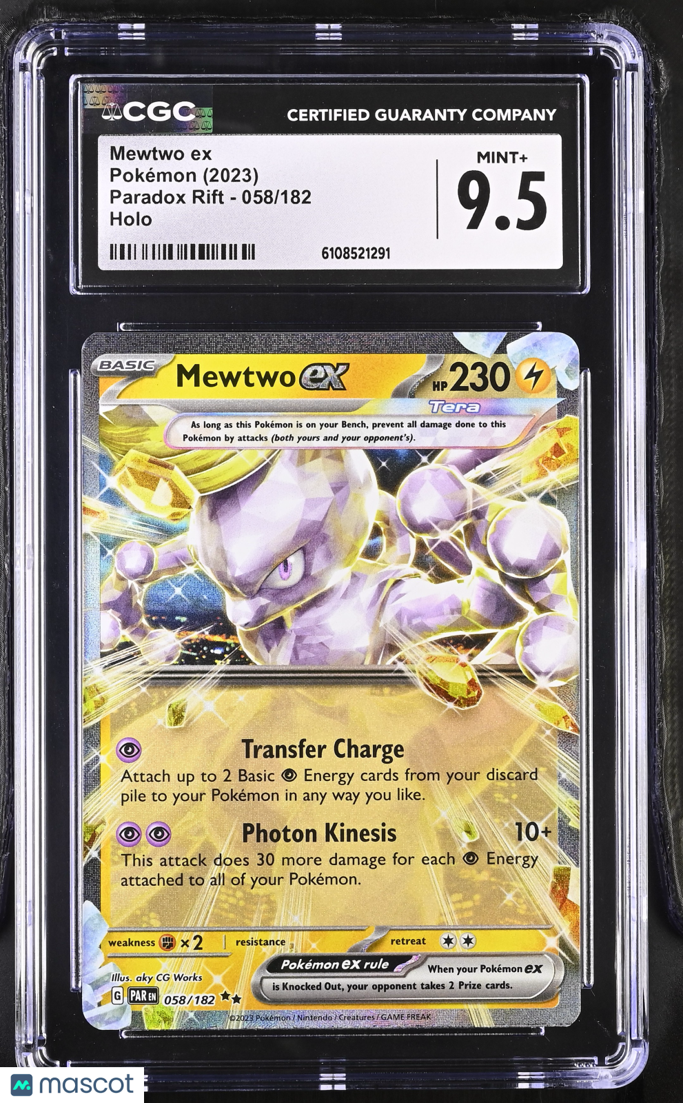 2023 Pokemon Paradox Rift Mewtwo ex #058/182 CGC 9.5