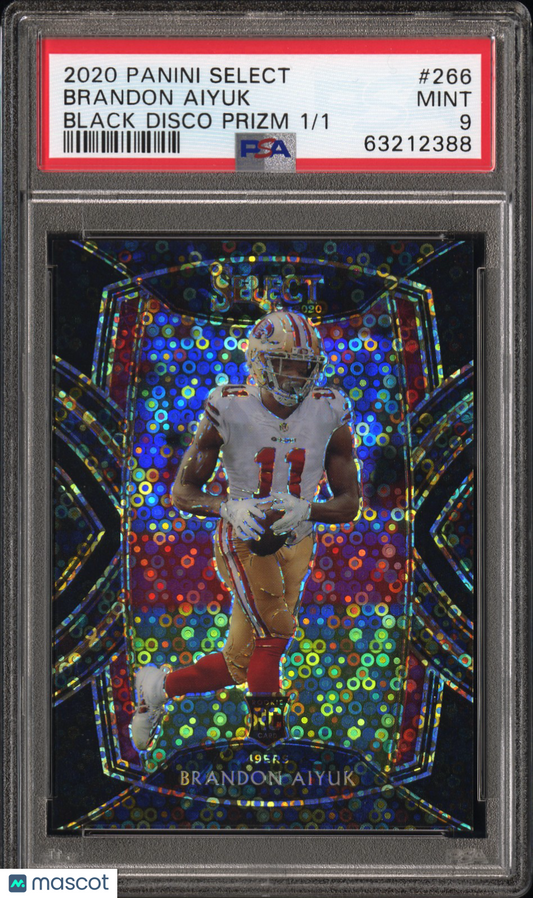 2020 Panini Select Black Disco Prizm #266 Brandon Aiyuk 1/1 PSA 9 MINT