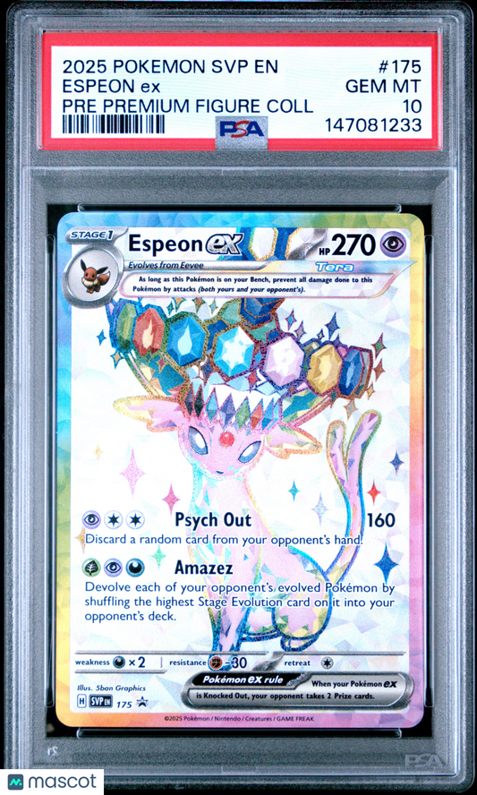 2025 Pokemon SVP EN-SV Black Star Promo Espeon EX #175 Pre Premium Figure Coll PSA 10