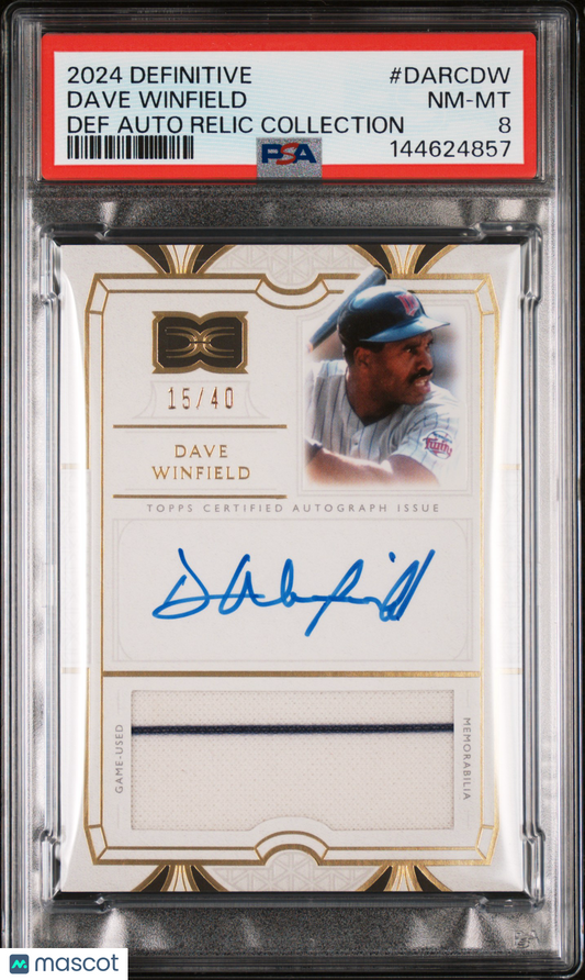 2024 Topps Definitive Collection Auto Relic Dave Winfield #DARCDW PSA 8 /40