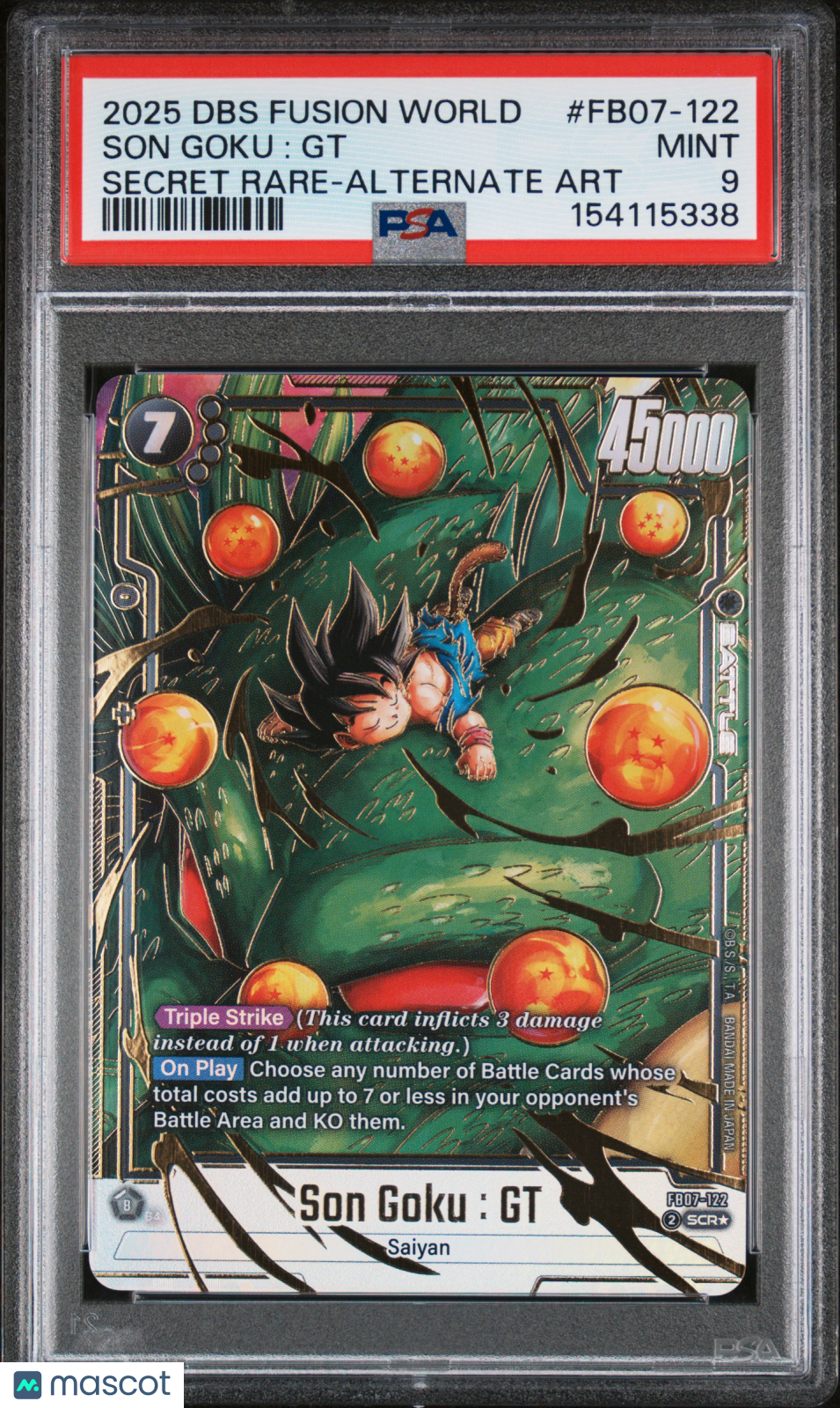 2025 Dragon Ball Super Card Game Fusion World Wish For Shenron Son Goku : GT #FB07-122 Secret Rare-Alternate Art PSA 9