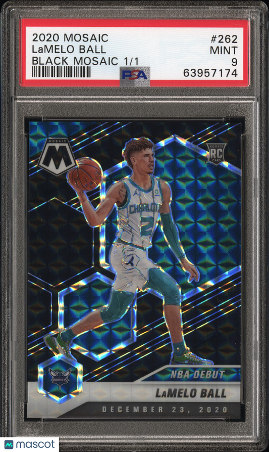 2020 Panini Mosaic Lamelo Ball #262 Black Mosaic Rookie Card RC PSA 9