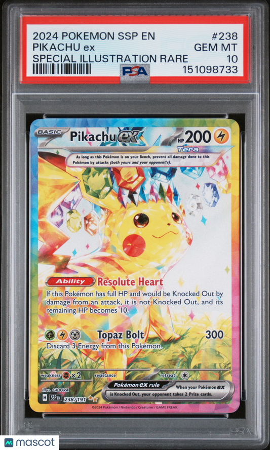 2024 Pokemon Surging Sparks Pikachu EX #238 SIR PSA 10
