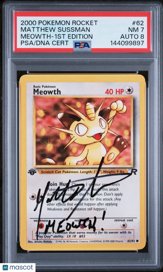 2000 Pokemon Rocket Meowth #62 Meowth-1st Edition PSA 7