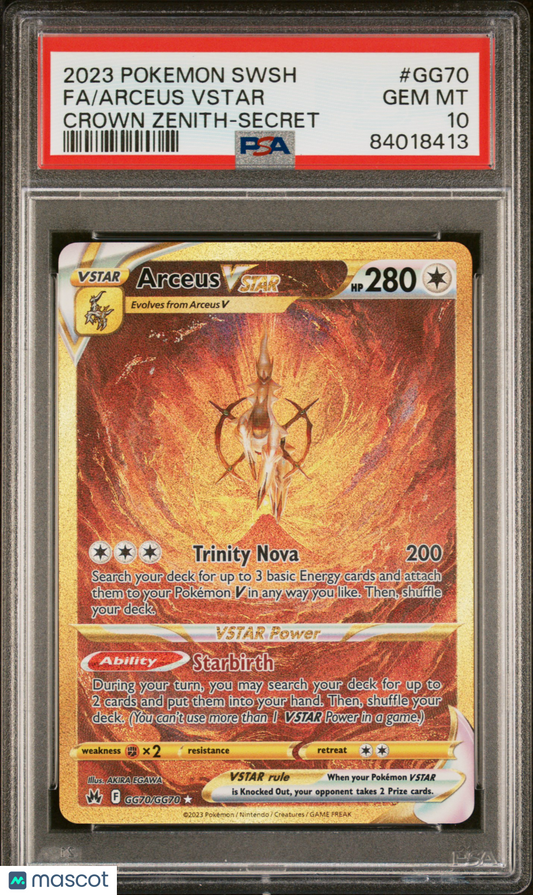 2023 Pokemon Sword And Shield Crown Zenith Arceus VSTAR #GG70 PSA 10