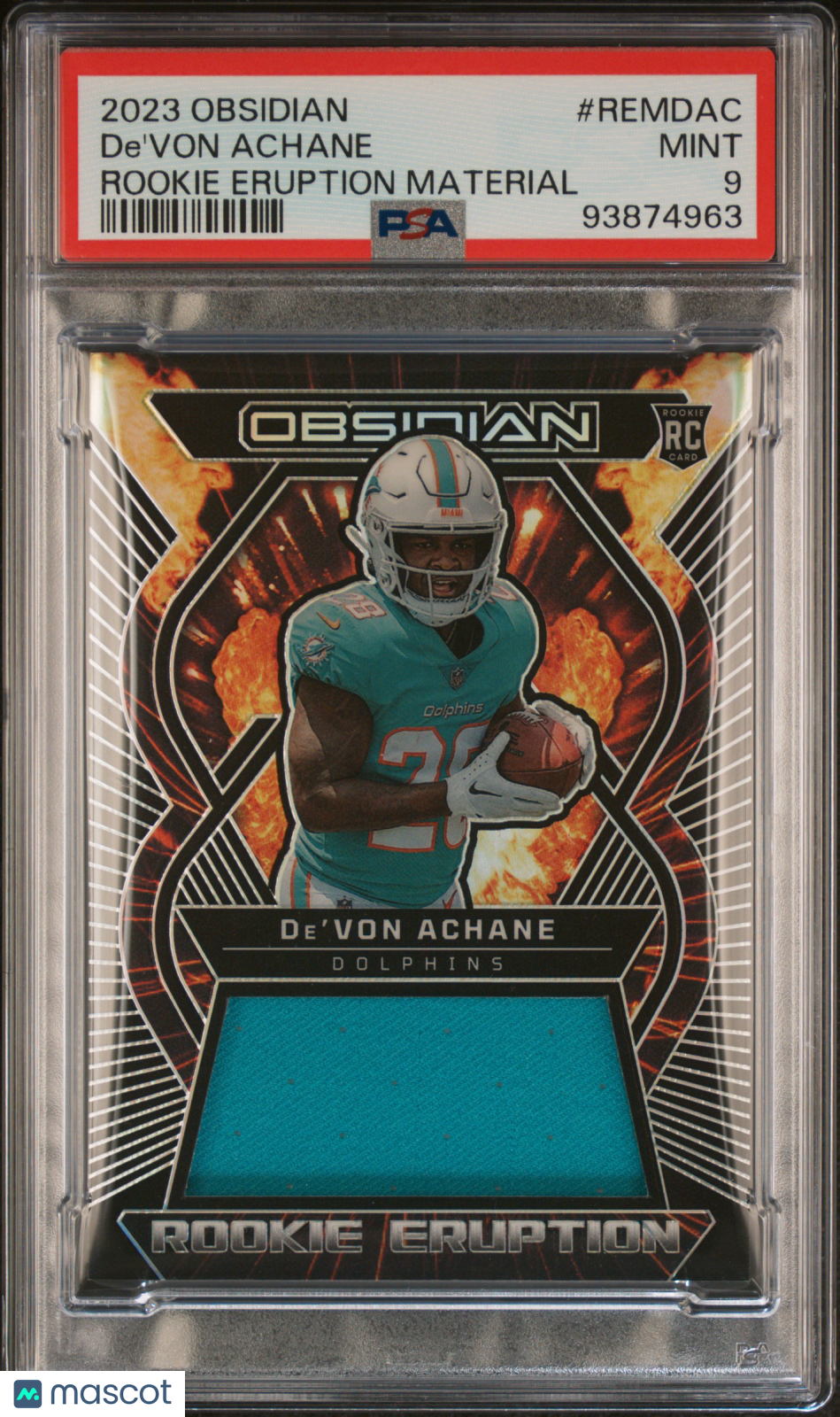 2023 Panini Obsidian Rookie Eruption Materials De'von Achane #REMDAC PSA 9