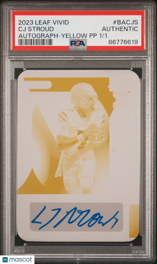2023 Leaf Vivid Autographs CJ Stroud #BACJS Yellow PP PSA A