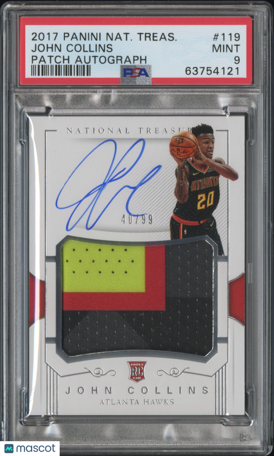 2017 Panini National Treasures John Collins #119 Patch Autograph PSA 9
