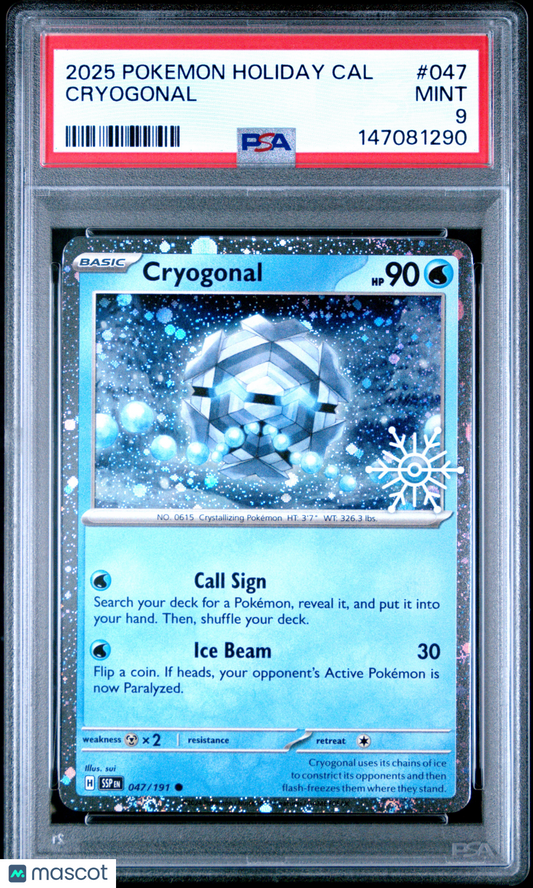 2025 Pokemon Holiday Calendar Cryogonal #047 PSA 9