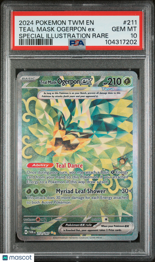 2024 Pokemon TWM EN-Twilight Masquerade Teal Mask Ogerpon EX #211 PSA 10