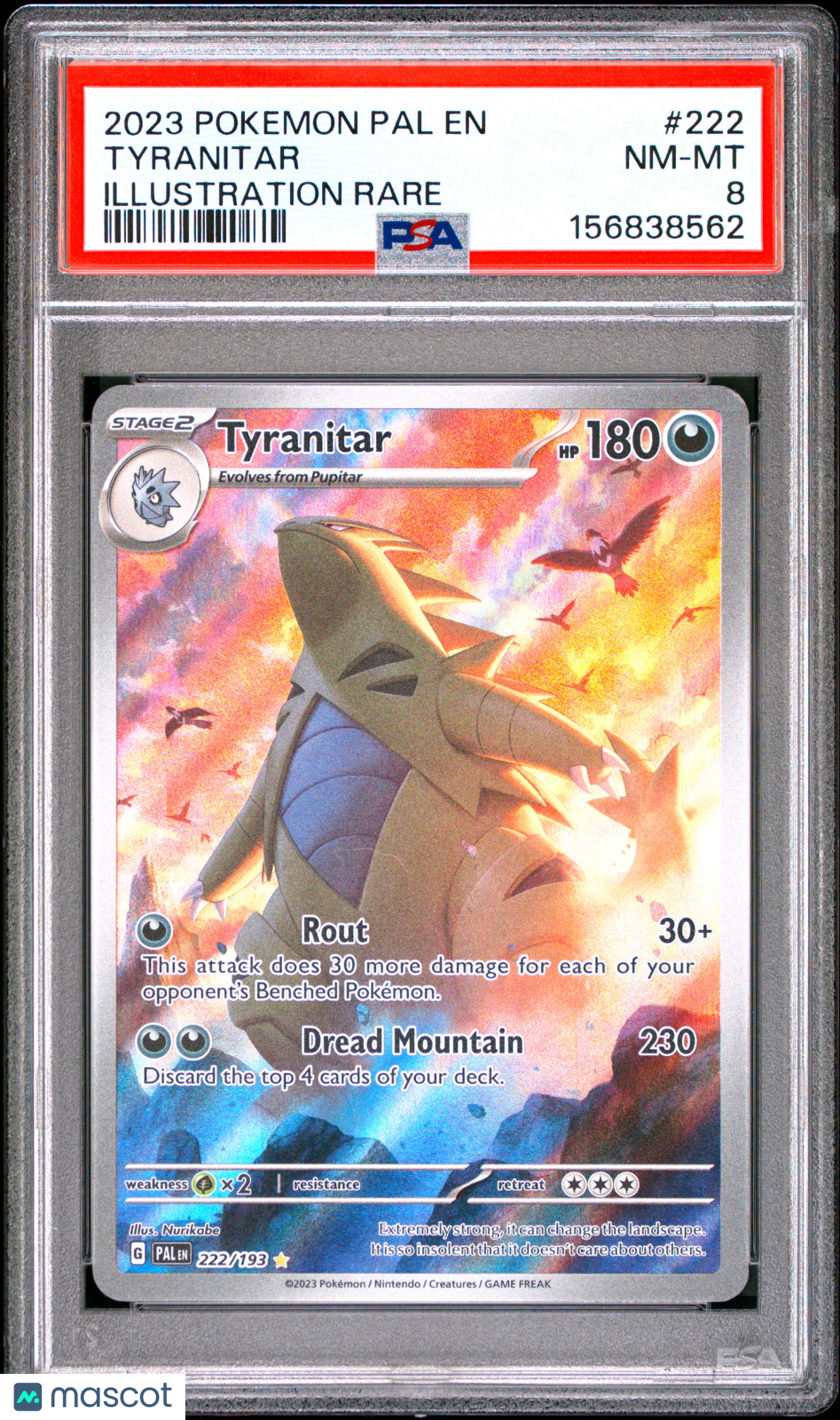 2023 Pokemon Pal EN-Paldea Evolved Tyranitar #222 Illustration Rare PSA 8