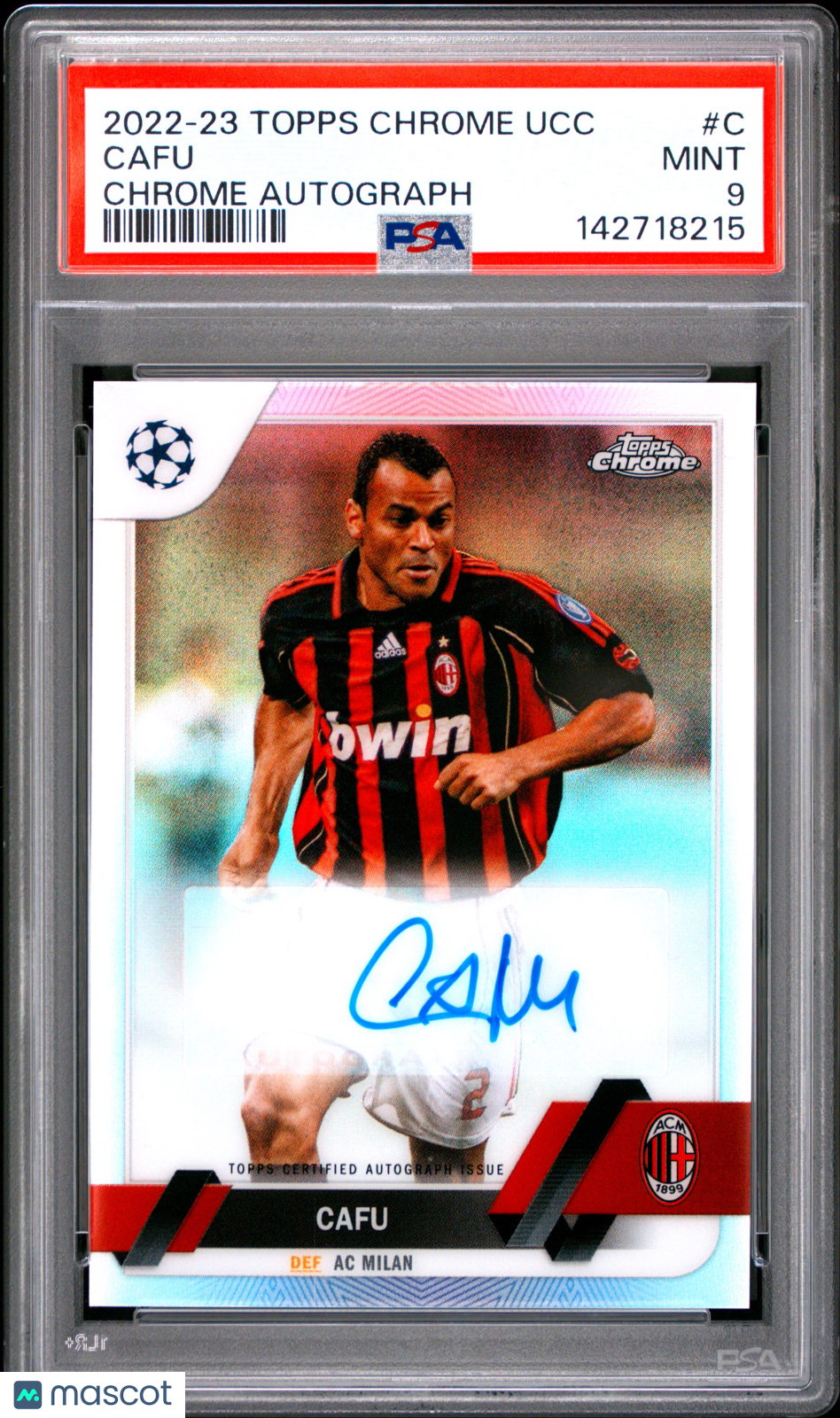 2022-23 Topps Chrome UEFA Club Competitions Chrome Autographs Cafu #C PSA 9