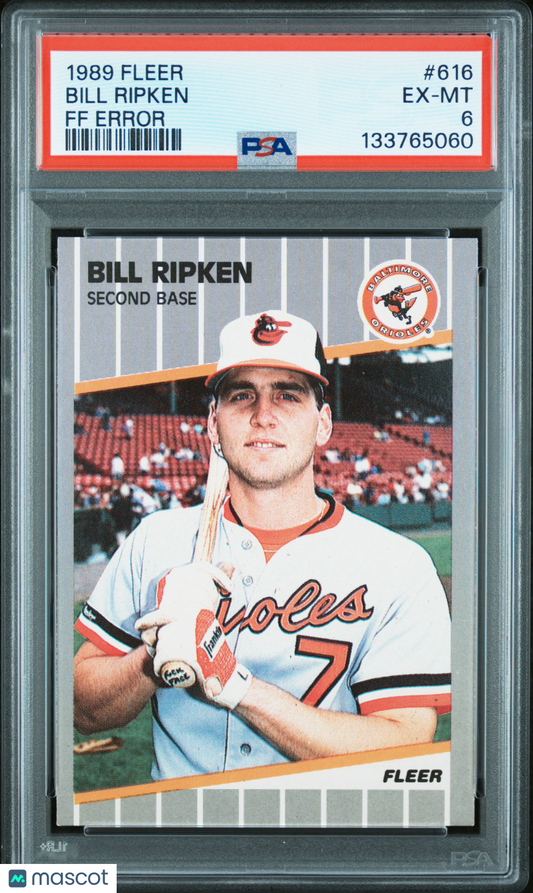 1989 Fleer Bill Ripken #616 FF Error PSA 6