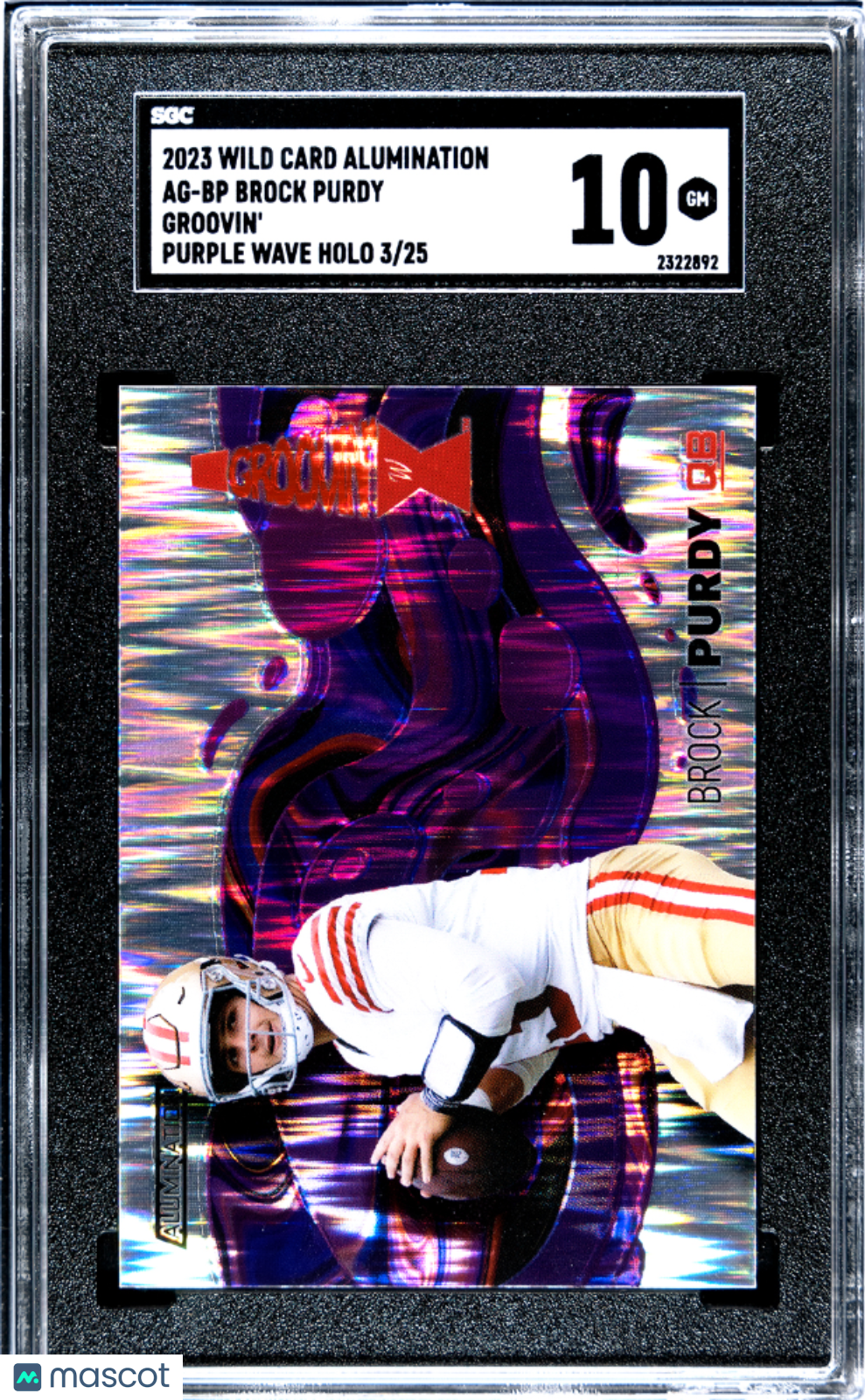 2023 Wild Card Alumination Rookie Brock Purdy #AG-BP Groovin' Purple Wave /25 SGC 10