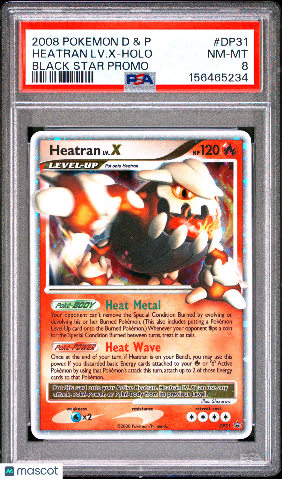2008 Pokemon Diamond & Pearl Black Star Promo Heatran LV. X #DP31 Black Star Promo PSA 8