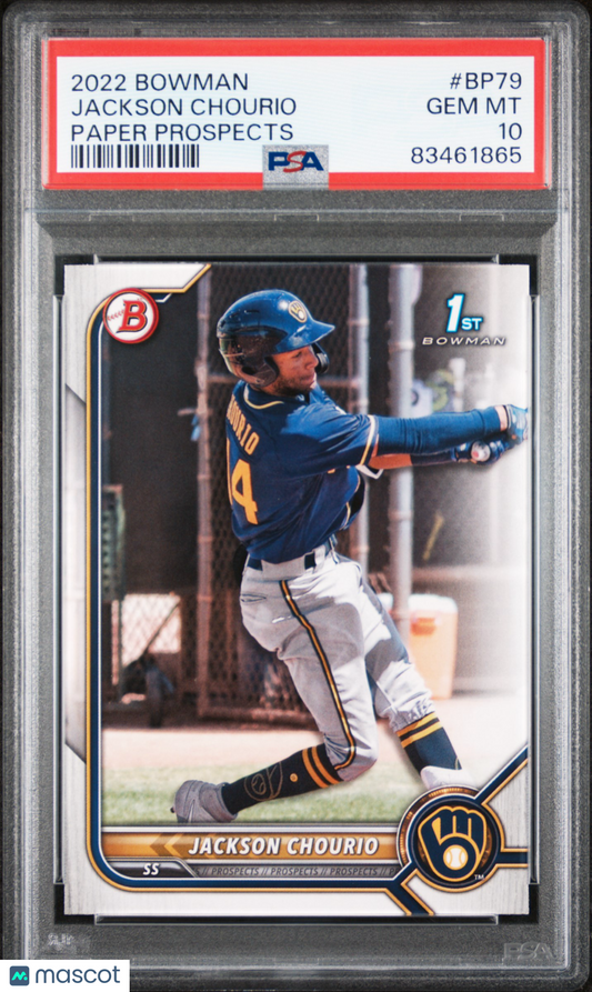 2022 Bowman Sensational Signatures Jackson Chourio #BP79 Sensational Signatures Paper Prospects PSA 10