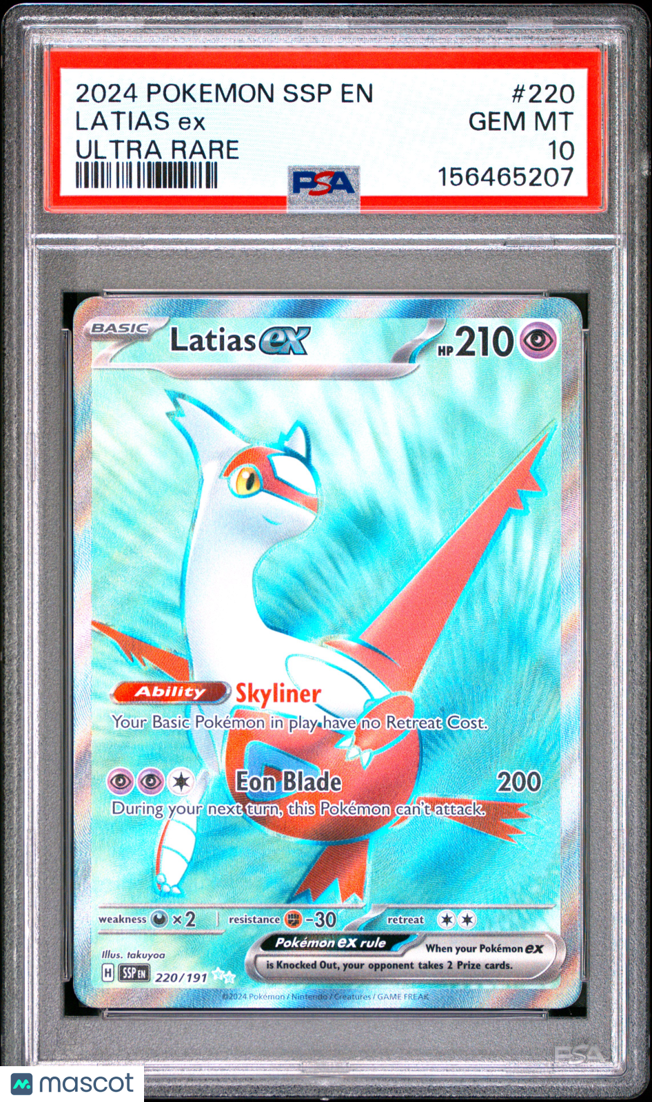 2024 Pokemon SSP EN-Surging Sparks Latias EX #220 Ultra Rare PSA 10