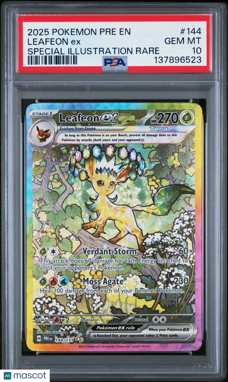 2025 Pokemon Pre EN-Prismatic Evolutions Leafeon EX #144 Special Illustration Rare PSA 10