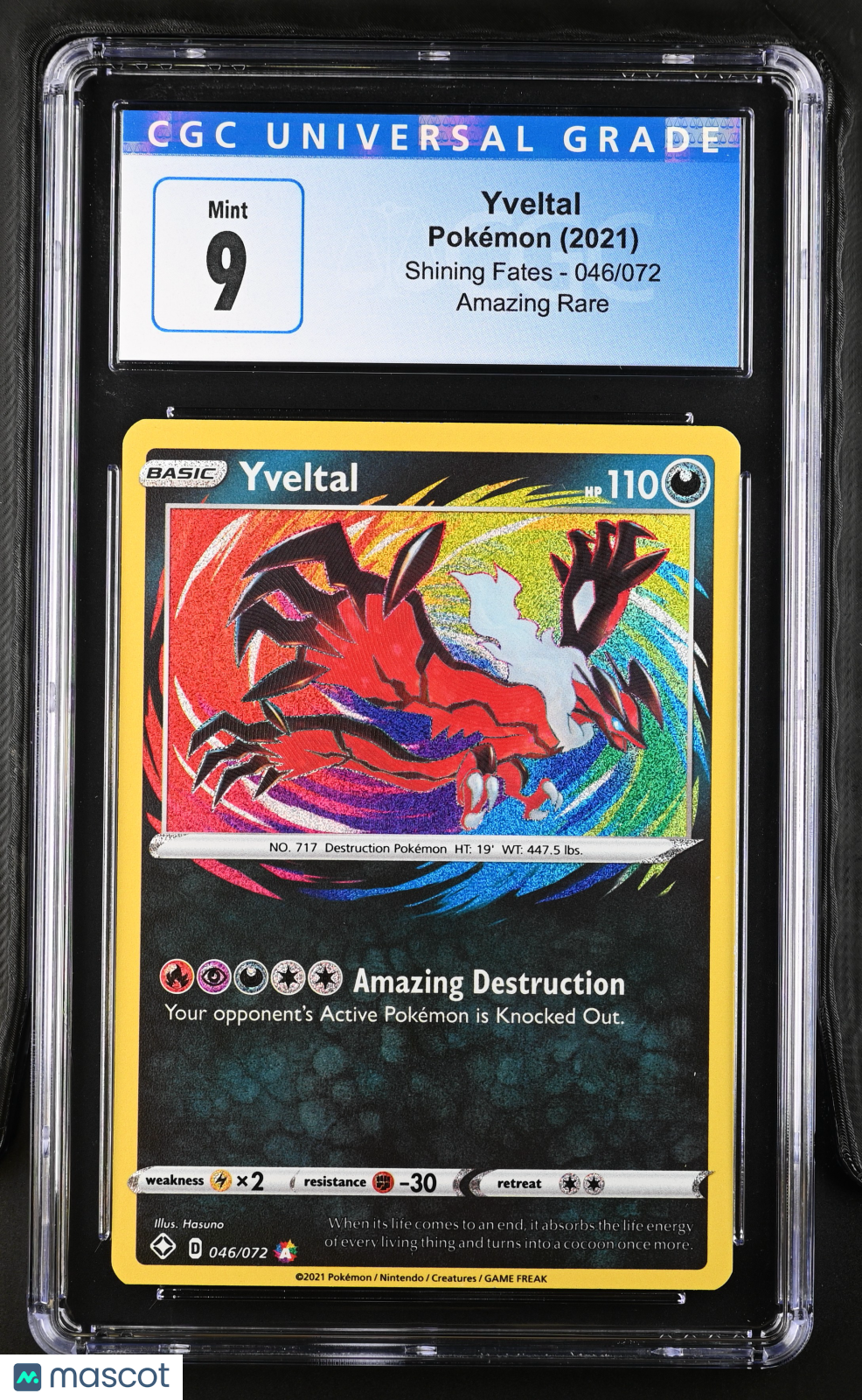 2021 Pokemon Shining Fates Yveltal #046/072 Amazing Rare CGC 9