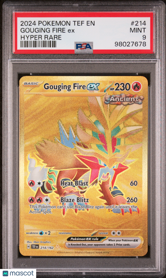 2024 Pokemon Tef EN-Temporal Forces Gouging Fire EX #214 PSA 9