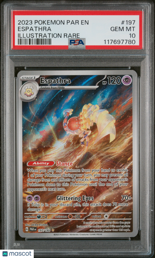 2023 Pokemon Par EN-Paradox Rift Espathra #197 PSA 10