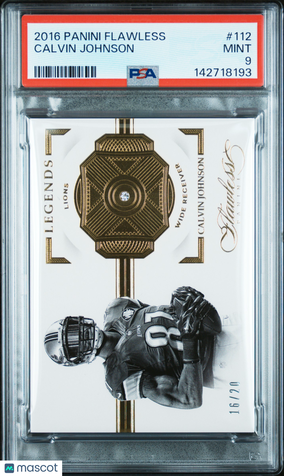 2016 Panini Flawless Calvin Johnson #112 PSA 9