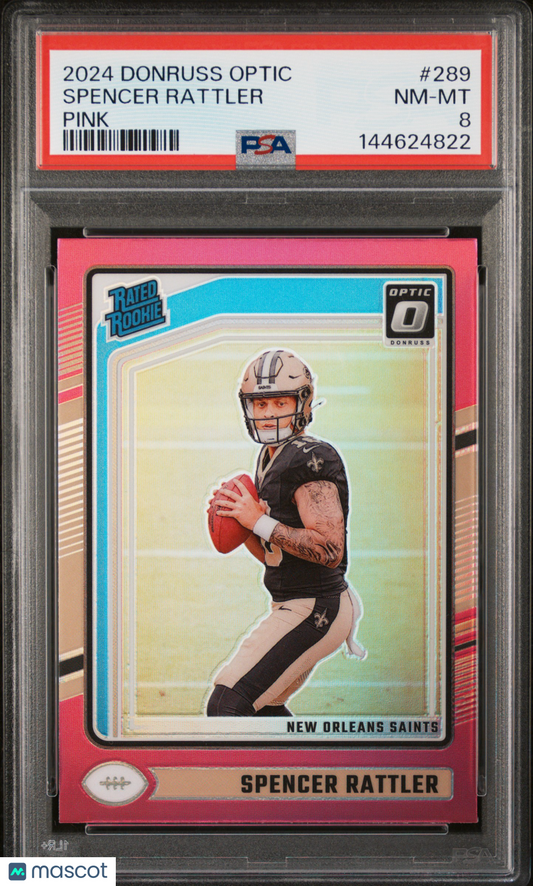 2024 Panini Donruss Optic Spencer Rattler #289 Pink PSA 8