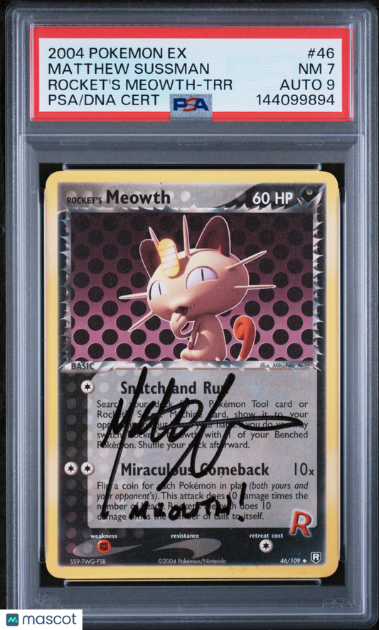 2004 Pokemon EX Team Rocket Returns Rocket's Meowth #46 PSA 7 SUSSMAN AUTO