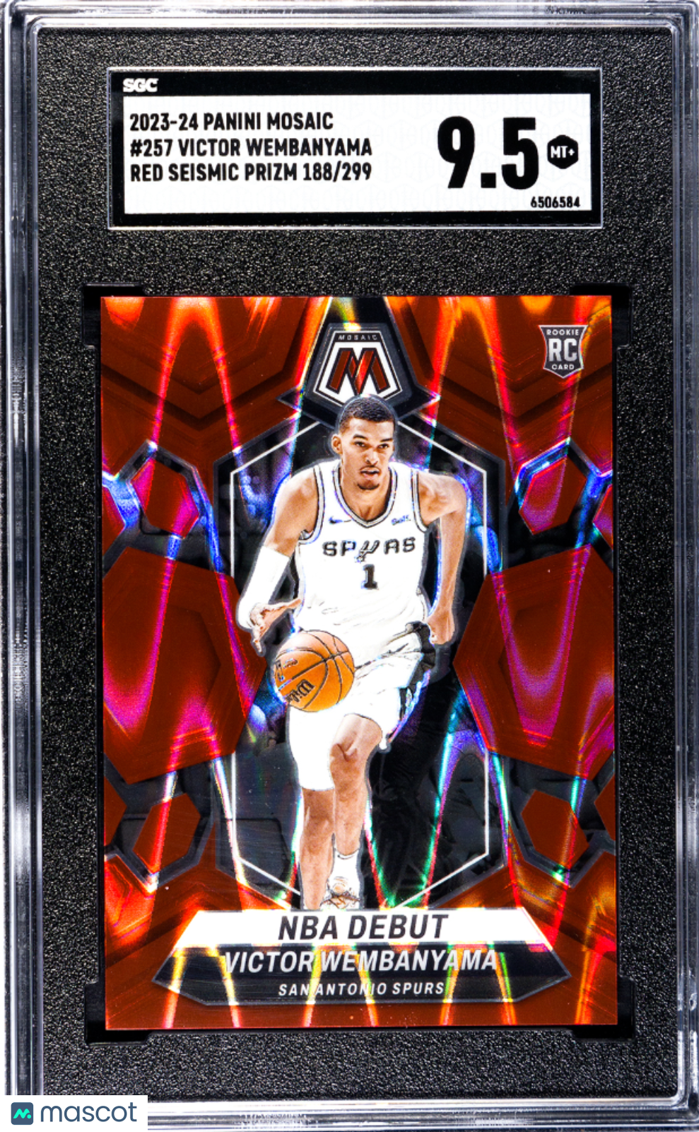 2023 Panini Mosaic Victor Wembanyama #257 Red Seismic Prizm 299 SGC 9.5