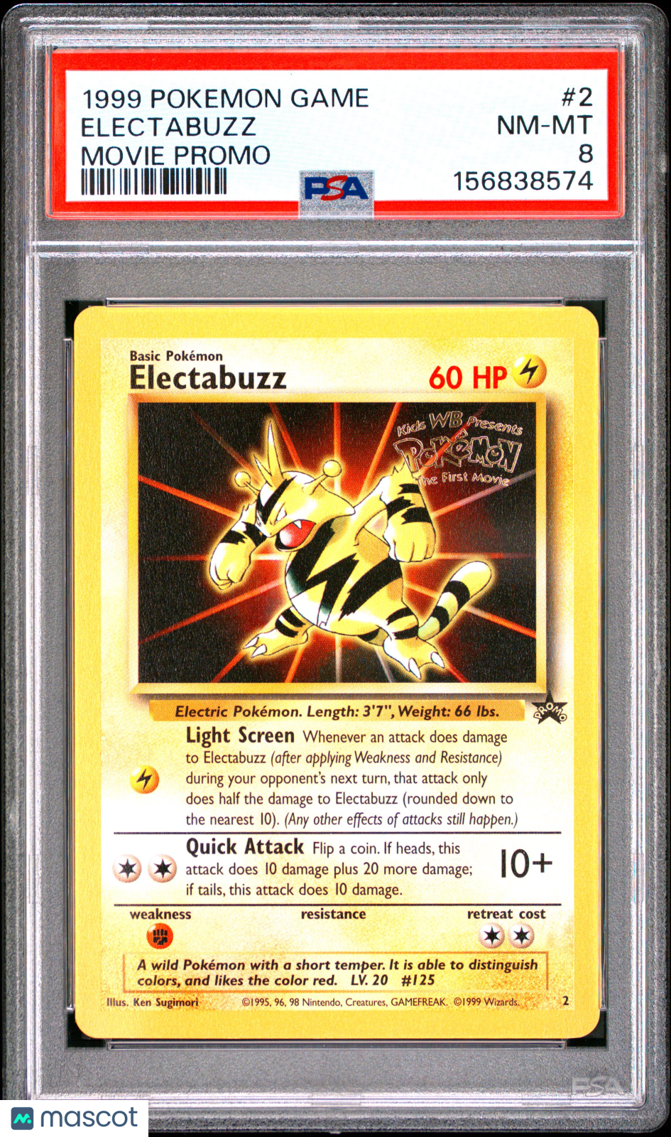 1999 Pokemon Game Movie Electabuzz #2 Movie Promo PSA 8