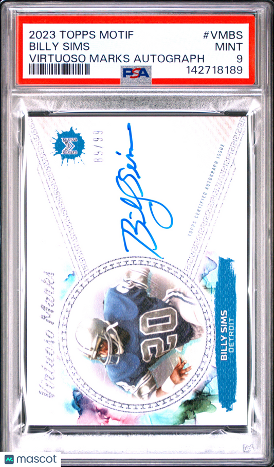 2023 Topps Motif Virtuoso Marks Autographs Billy Sims #VMBS PSA 9
