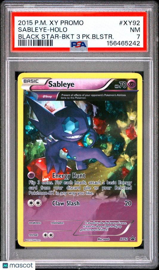 2015 Pokemon Xy Black Star Promos Sableye #XY92 Black Star-BKT 3 PK.Blstr. PSA 7