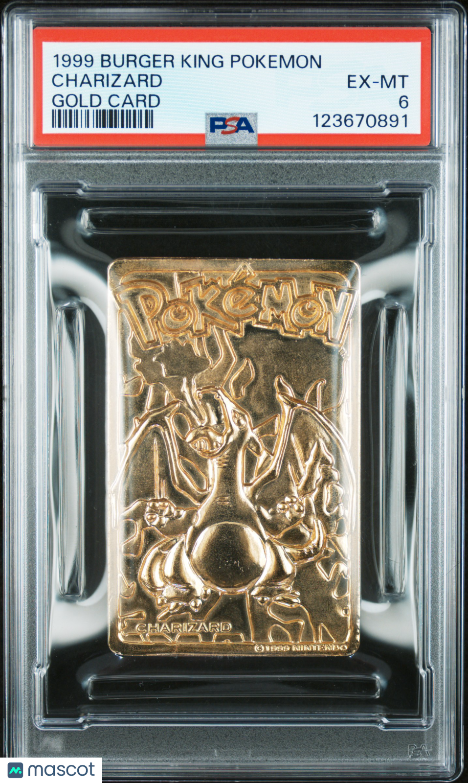 1999 Burger King Pokemon Gold Cards Charizard PSA 6