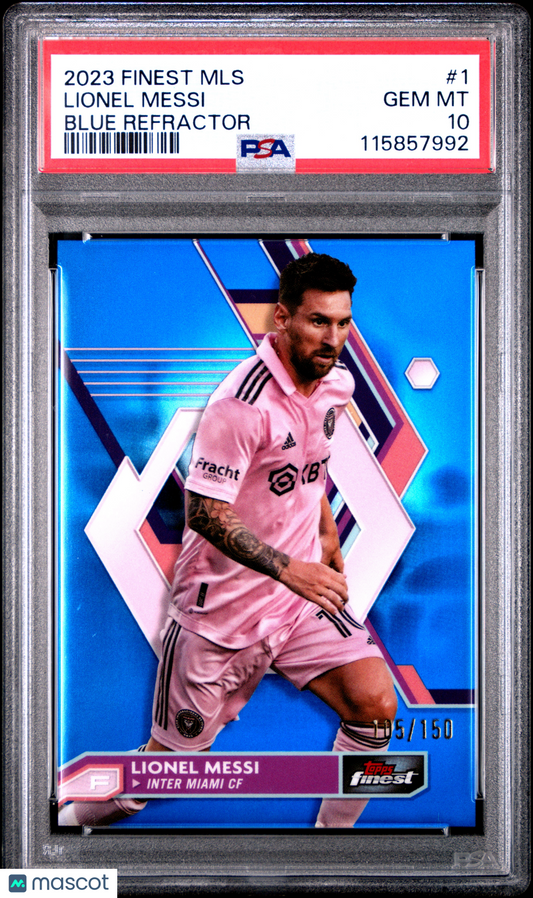 2023 Topps Finest MLS Lionel Messi #1 Blue Refractor PSA 10