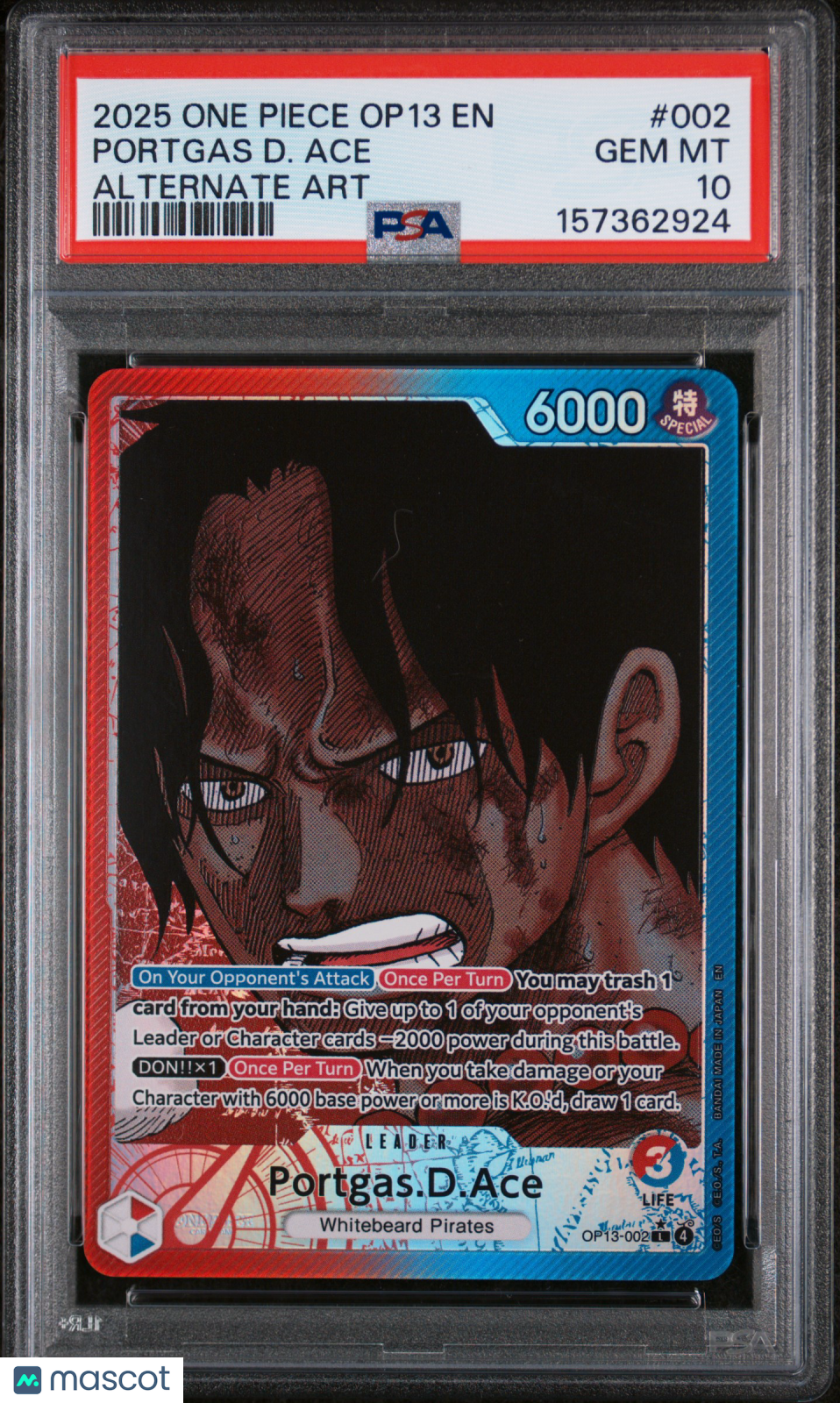 2025 One Piece Op13-Carrying On His Will Portgas D. Ace #002 PSA 10