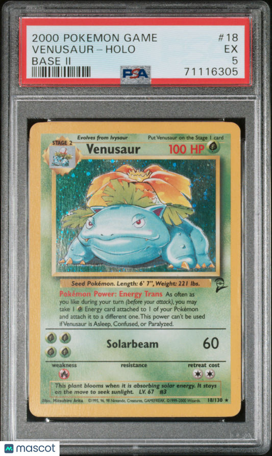 2000 Pokemon Game Base II Venusaur #18 PSA 5