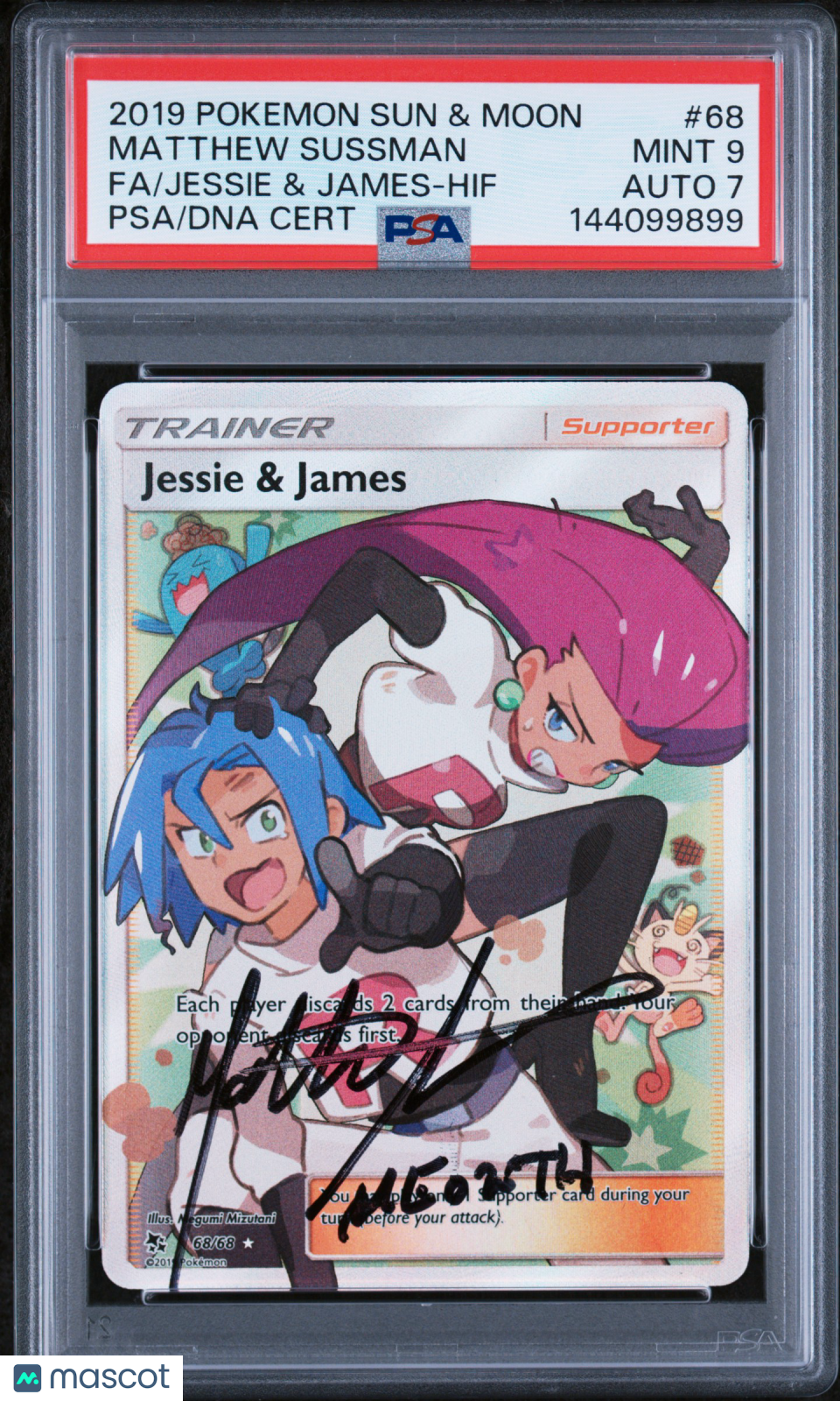 2019 Pokemon Sun & Moon Hidden Fates Jessie & James #68 PSA 9 SUSSMAN AUTO