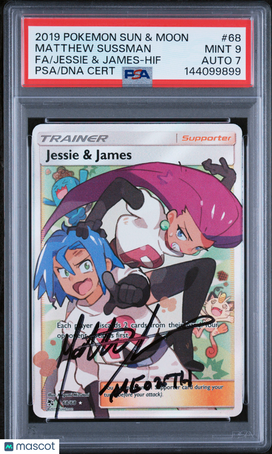 2019 Pokemon Sun & Moon Hidden Fates Jessie & James #68 PSA 9 SUSSMAN AUTO
