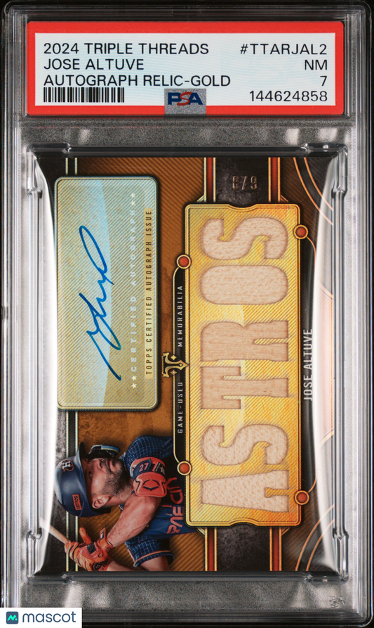 2024 Topps Triple Threads Autograph Relics Jose Altuve #TTARJAL2 Gold /9 PSA 7